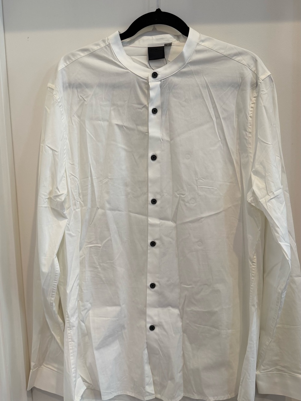ASOS White Band-Collar Shirt with Black Buttons